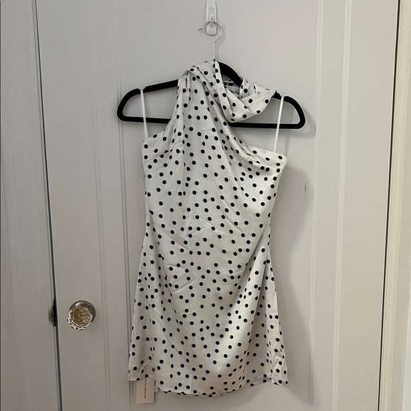 Commense Dresses & Skirts - Commense White Polka Dot Mini Dress with Black Spots